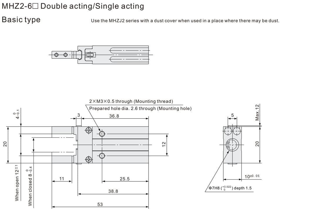 mhz parallel pneumatic gripper (3) MHZA2 6D