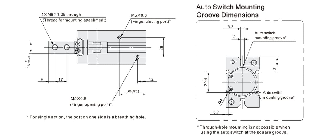 mhz parallel pneumatic gripper (16) SMC MHZ2 40D