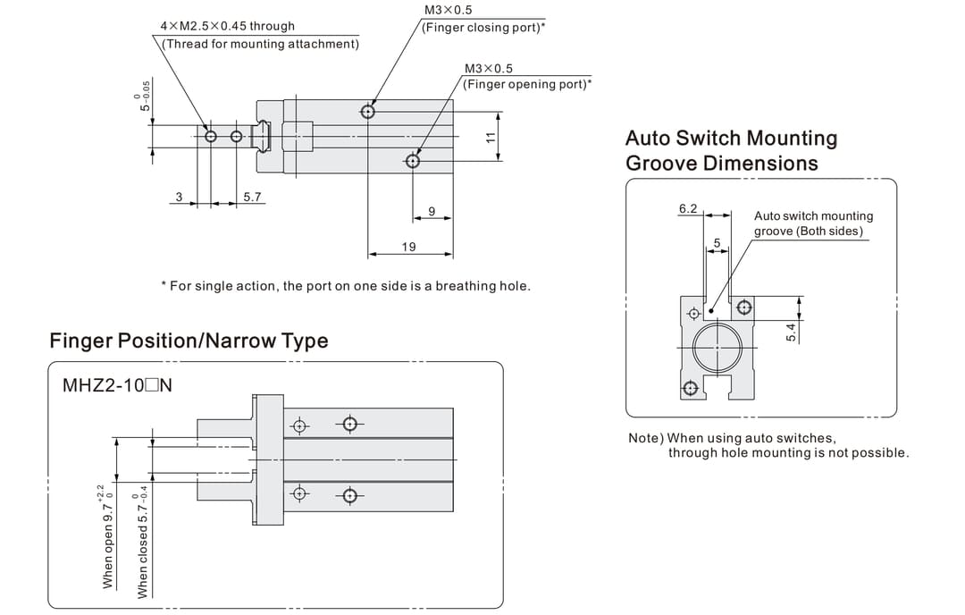 mhz parallel pneumatic gripper (6) MHZ2 16D