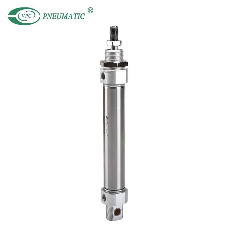 Mini-vérin en acier inoxydable de la série MIC, double effet avec coussin, type à queue pivotante