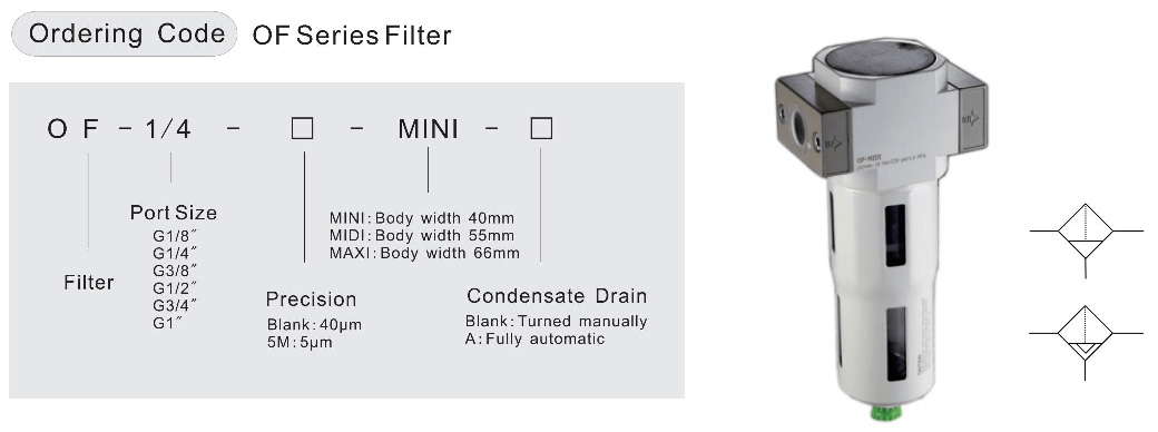 DE spécification du filtre pneumatique