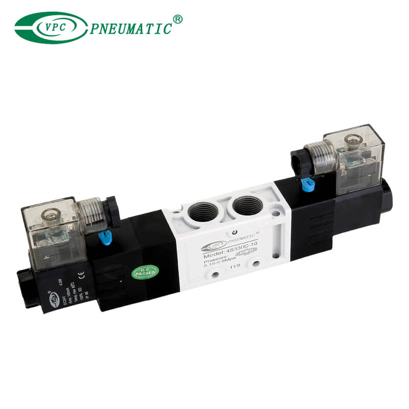 Électrovanne à double commande, série 4S, 3 positions, 5 ports
