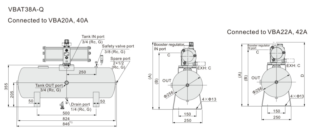 Dimensions du VBAT38A-Q