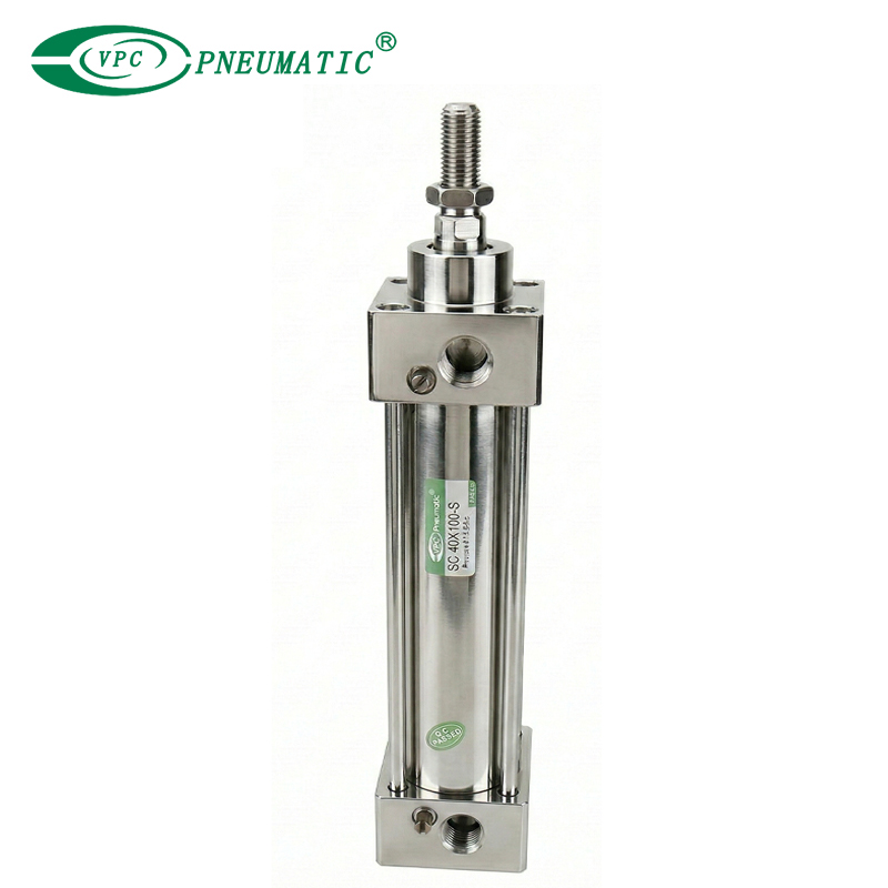 Vérins pneumatiques en acier inoxydable série SSC, résistants à la chaleur, tige de piston traversante