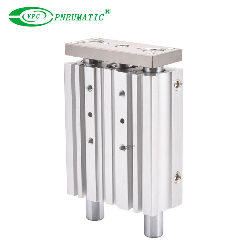 Série MGPL SHUNGING BOLLAGE portant trois cylindres pneumatiques guidés de tige
