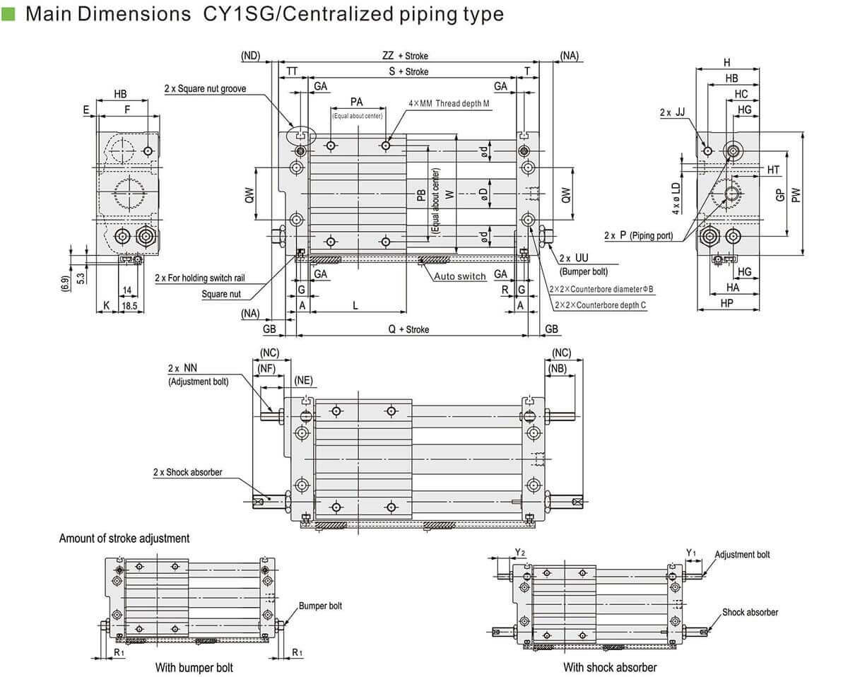 schéma du cylindre sans tige