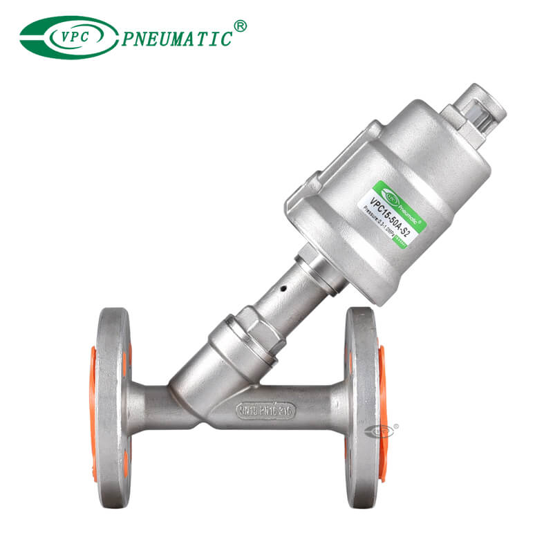 Vanne à siège angulaire pneumatique en acier inoxydable série VPC 
