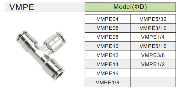 Raccord pneumatique en laiton VMPE