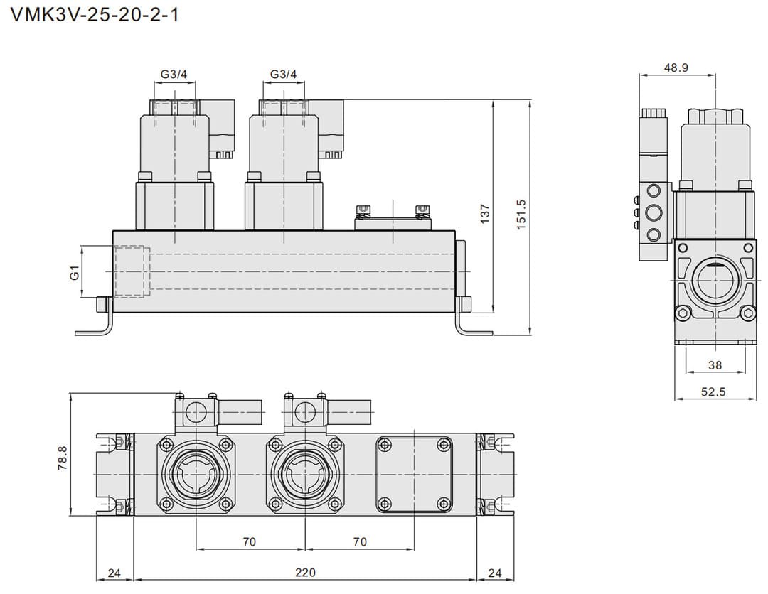 VMK coaxial valve (6) axial électrovanne
