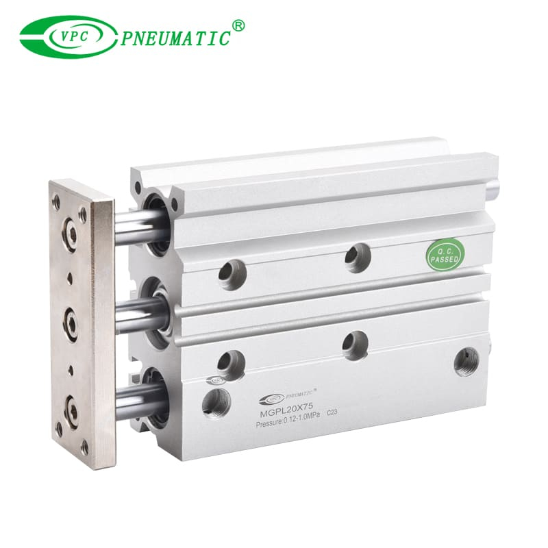 Série MGPL SHUNGING BOLLAGE portant trois cylindres pneumatiques guidés de tige