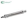 Mini-vérin en acier inoxydable de la série MIC, double effet avec coussin, type à queue pivotante