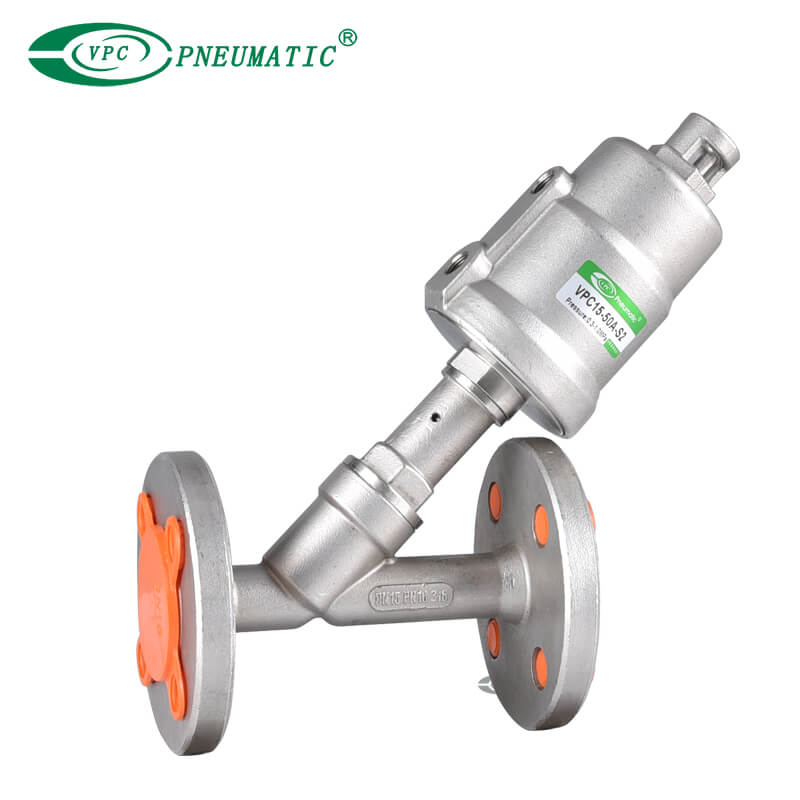 Vanne à siège angulaire pneumatique en acier inoxydable série VPC 