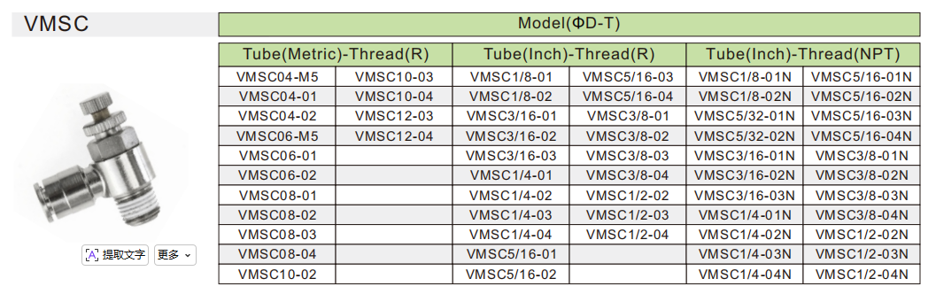 Raccord pneumatique VSC