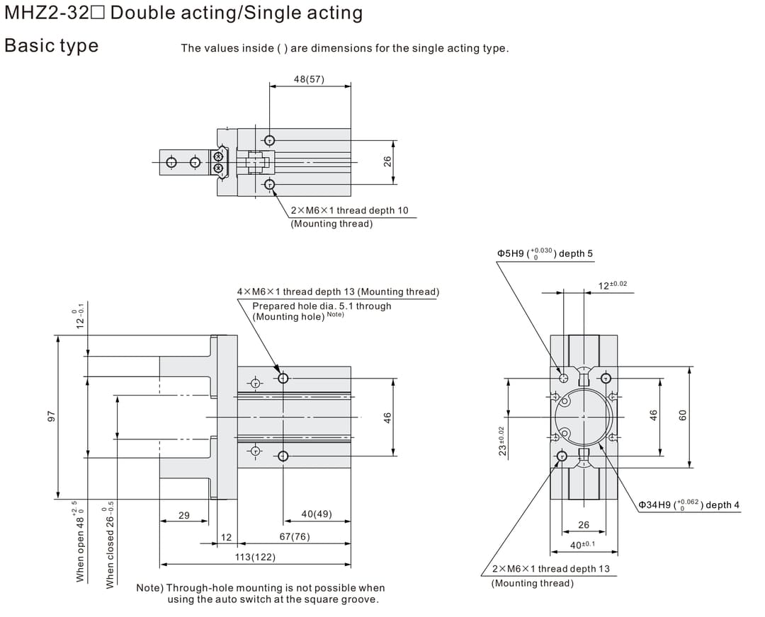 mhz parallel pneumatic gripper (13) MHZ2 32D