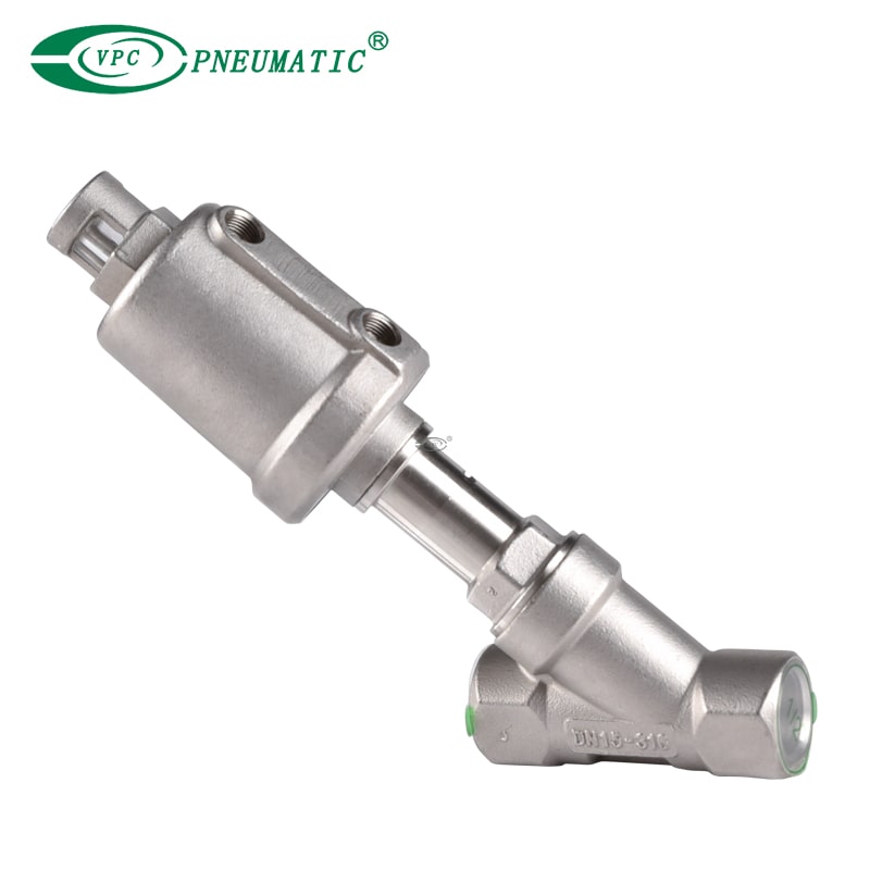 Vanne à siège angulaire pneumatique en acier inoxydable série VPC 