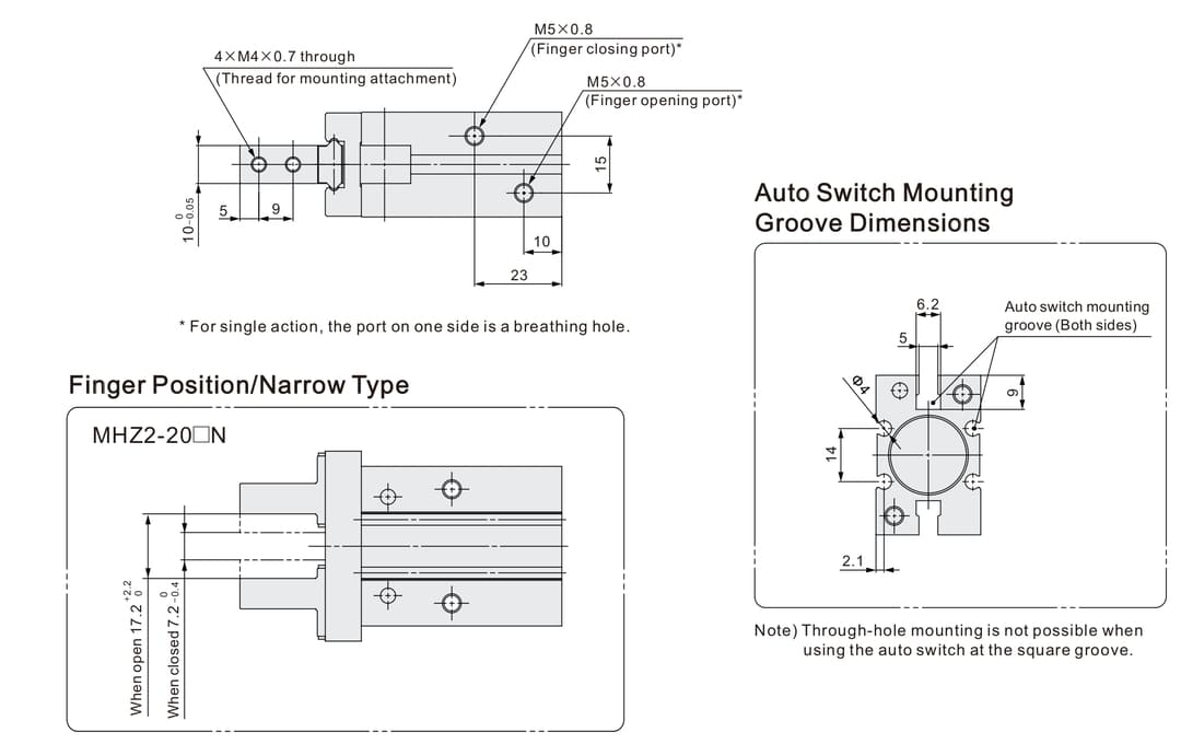 mhz parallel pneumatic gripper (10) MHZ2 20DN