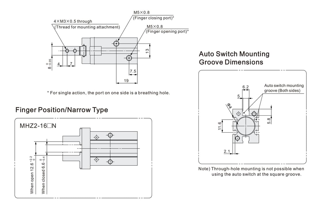 mhz parallel pneumatic gripper (9) MHZ2 16DN