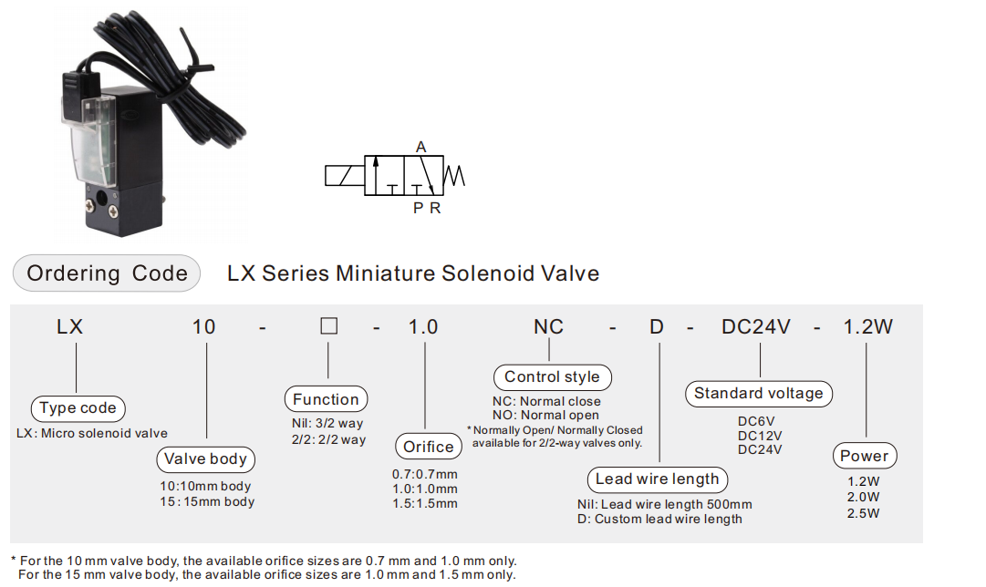 LX 15mm solenoid valve Électrovanne LX 15mm