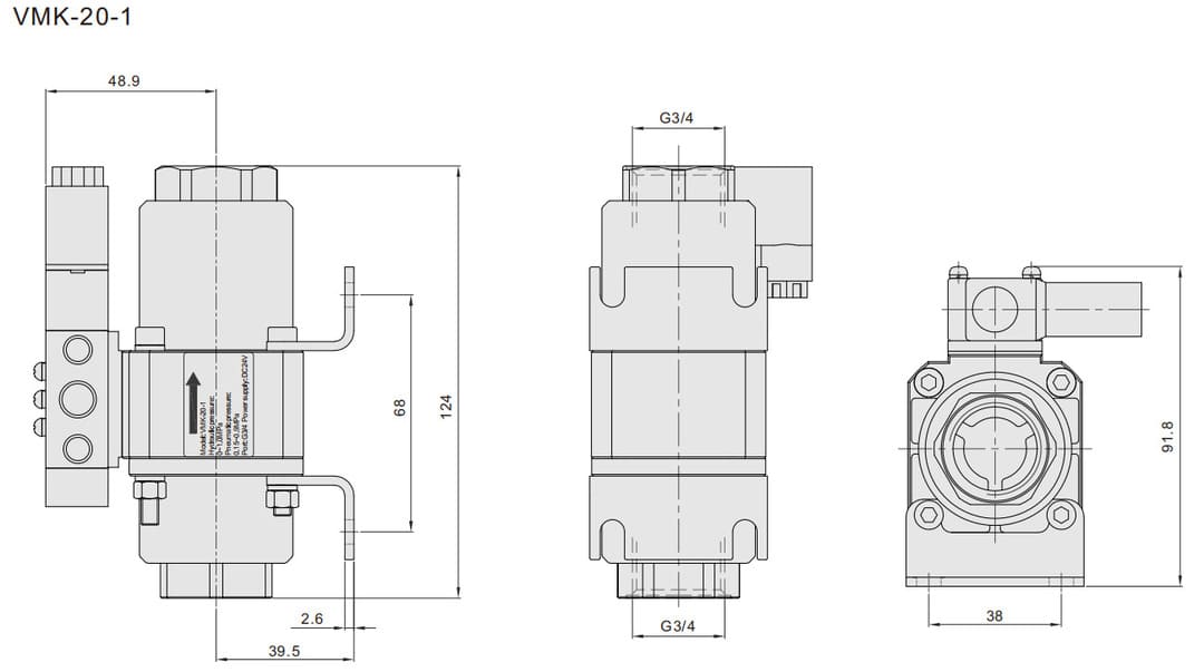 VMK coaxial valve (3) pneumatique vanne coaxiale