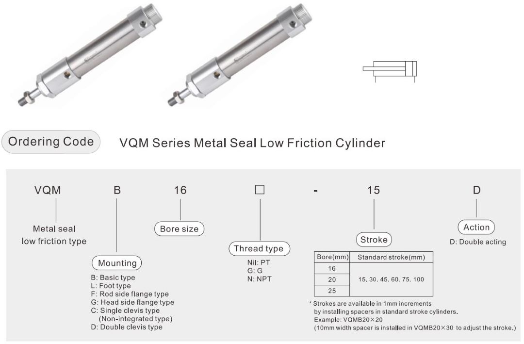 cylindre pneumatique à faible friction
