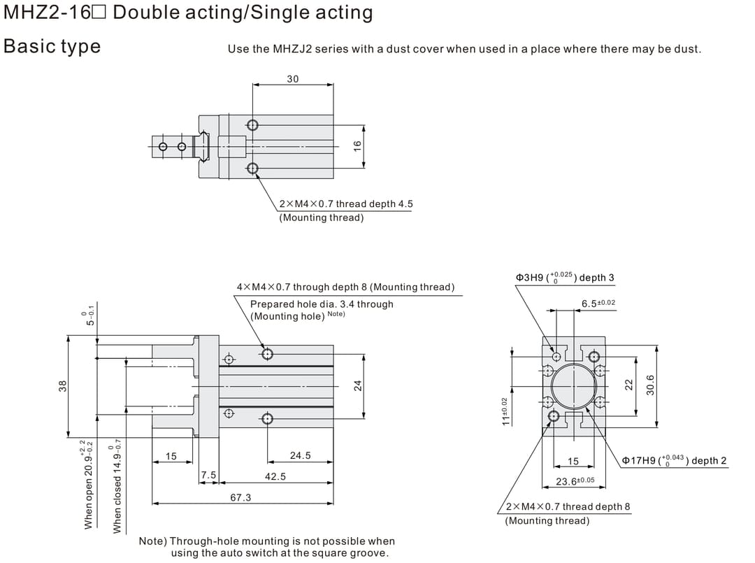 mhz parallel pneumatic gripper (7) SMC MHZ2 16D