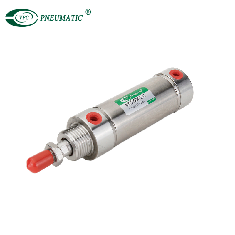 Mini-cylindre en acier inoxydable série MA, type à extrémité plate, gros alésage aux normes européennes