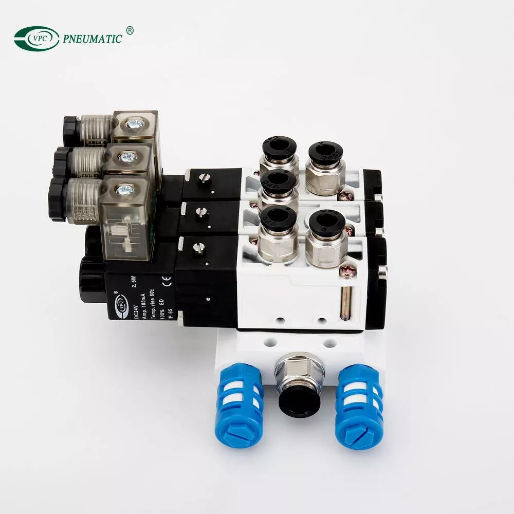 Vanne directionnelle 4v210-08 DC 24v 12v 5/2 voies collecteur d'électrovanne pneumatique à commande unique