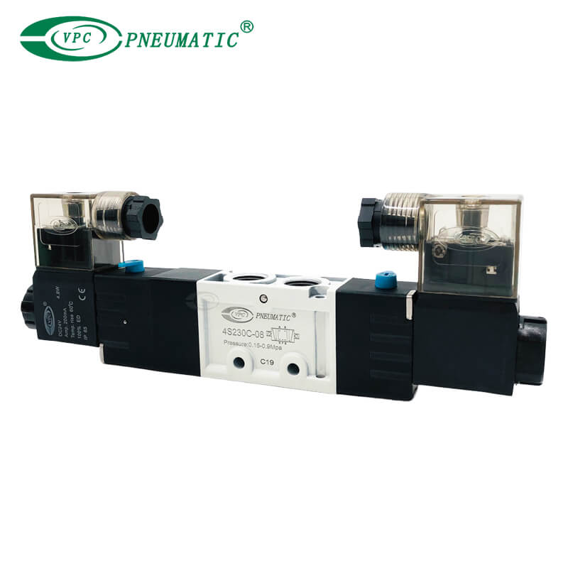 Électrovanne à double commande, série 4S, 3 positions, 5 ports