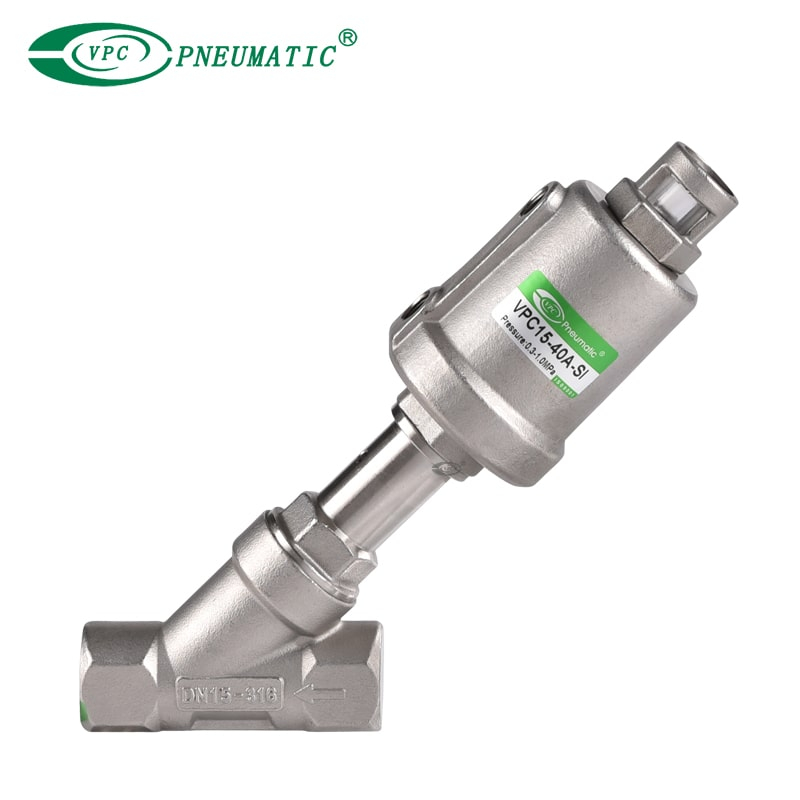 Vanne à siège angulaire pneumatique en acier inoxydable série VPC 