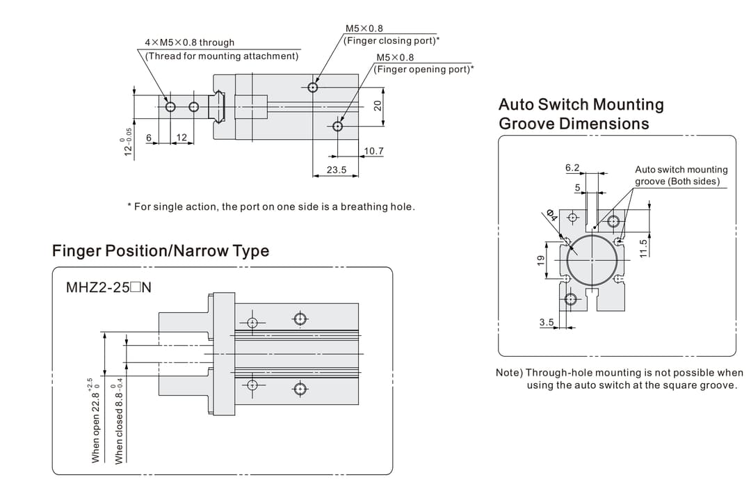 mhz parallel pneumatic gripper (12) SMC MHZ2 25D
