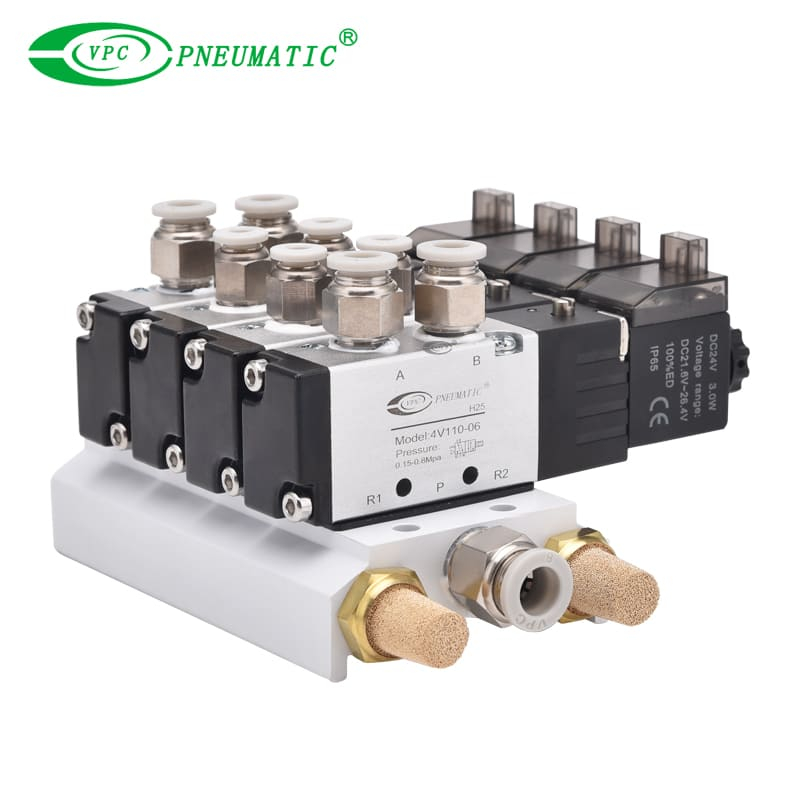 Collecteur d'électrovanne pneumatique 4V210-08