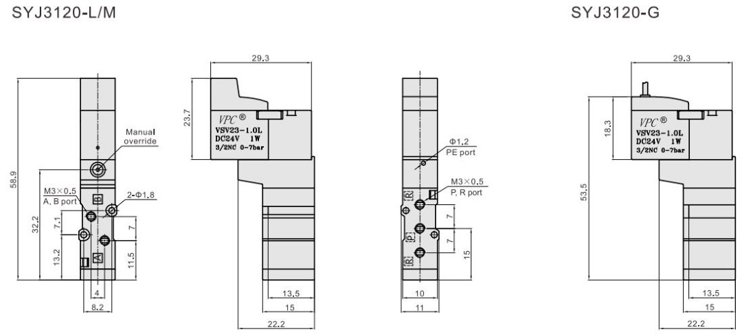 5/2-Distributeur pneumatique 24VDC 